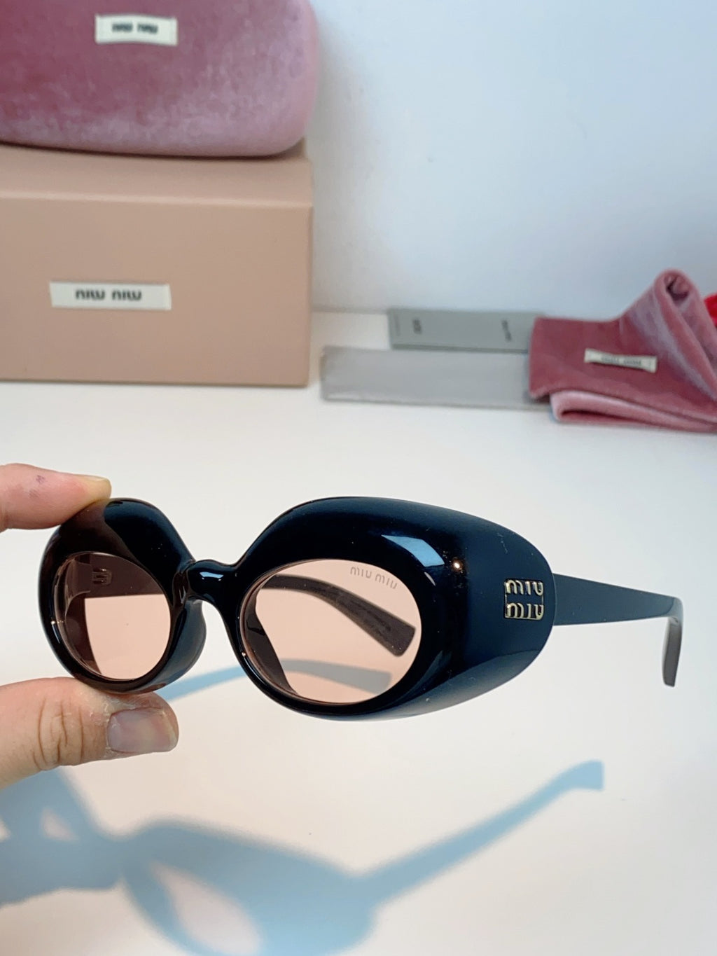 Miu Miu Metal Cat-Eye Black Lens Sunglasses for Women - 399262 - detail image 6