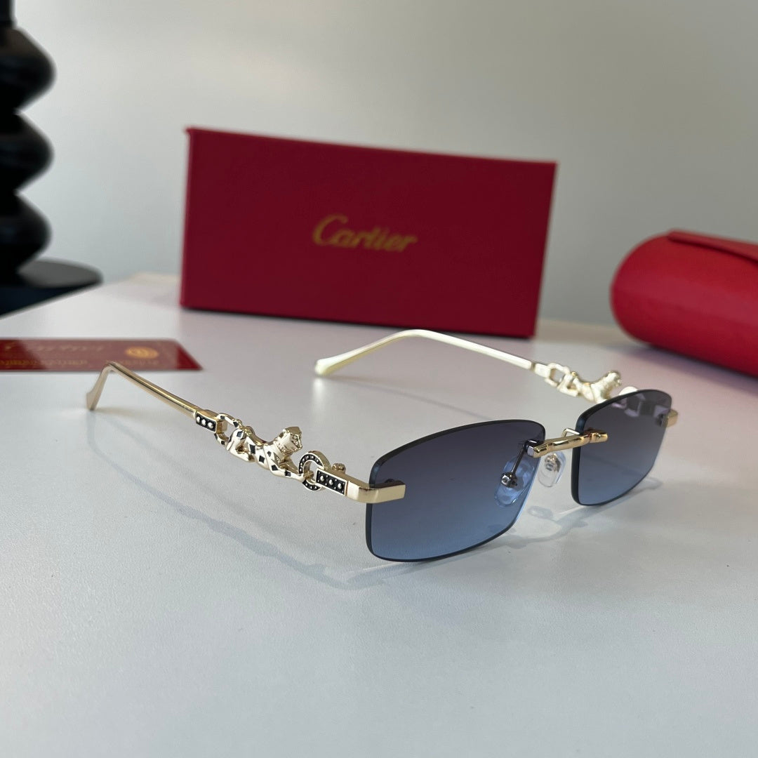 Cartier Lightweight Metal Rimless Silver Lens Sunglasses for Men & Wo - 493681