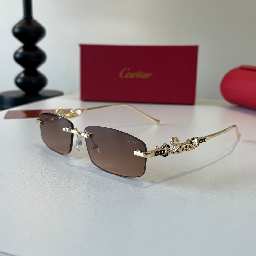 Cartier Lightweight Metal Rimless Brown Lens Sunglasses for Men & Wom - 432254 - detail image 3