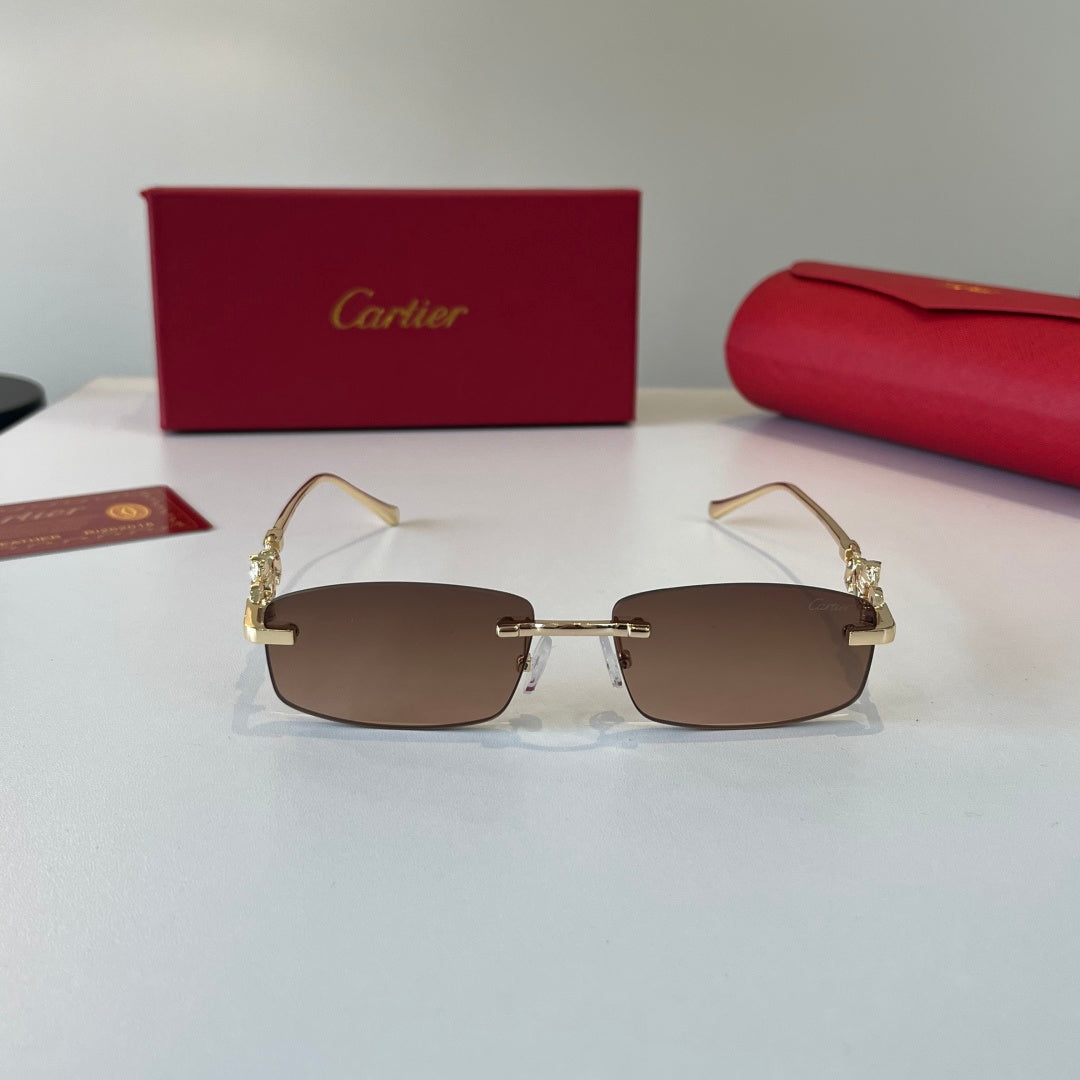 Cartier Lightweight Metal Rimless Brown Lens Sunglasses for Men & Wom - 432254 - detail image 2
