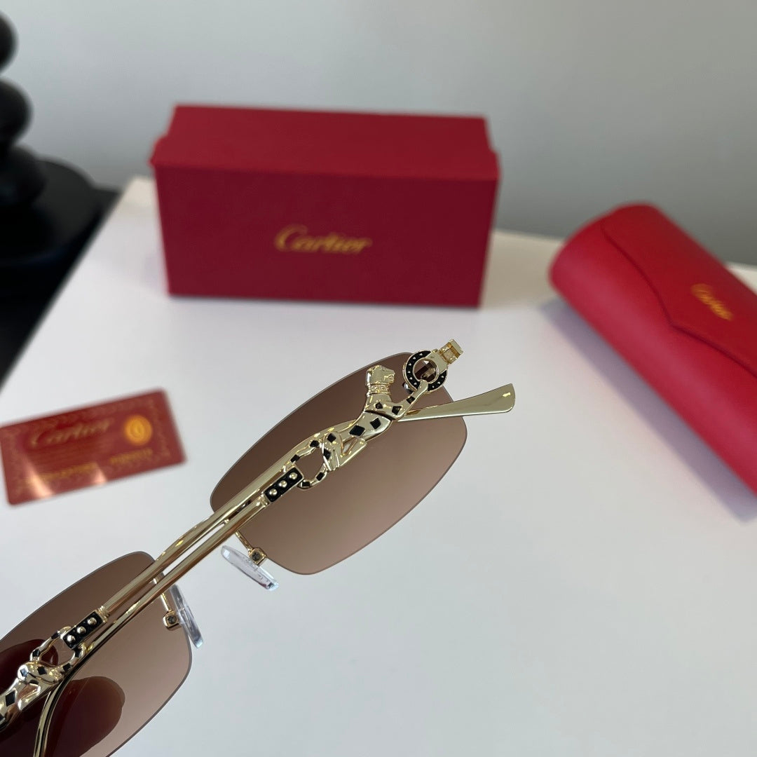 Cartier Lightweight Metal Rimless Brown Lens Sunglasses for Men & Wom - 432254 - detail image 7