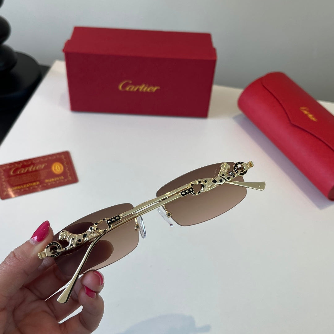 Cartier Lightweight Metal Rimless Brown Lens Sunglasses for Men & Wom - 432254 - detail image 8