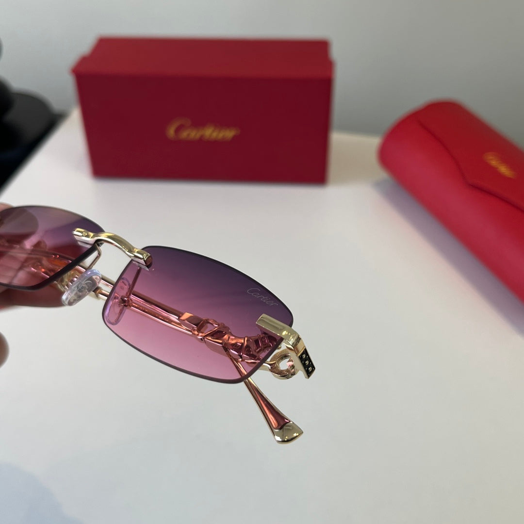 Cartier Lightweight Metal Rimless Silver Lens Sunglasses for Men & Wo - 432256 - detail image 5