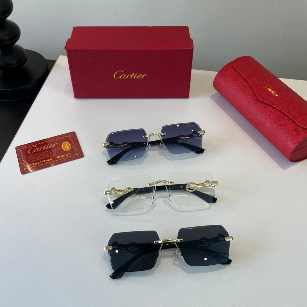 Cartier Lightweight Metal Rimless Blue Lens Sunglasses for Men & Wome - 432262 - detail image 11