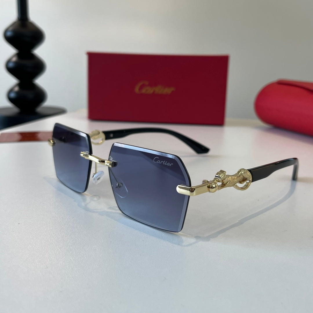 Cartier Lightweight Metal Rimless Blue Lens Sunglasses for Men & Wome - 432262 - detail image 3