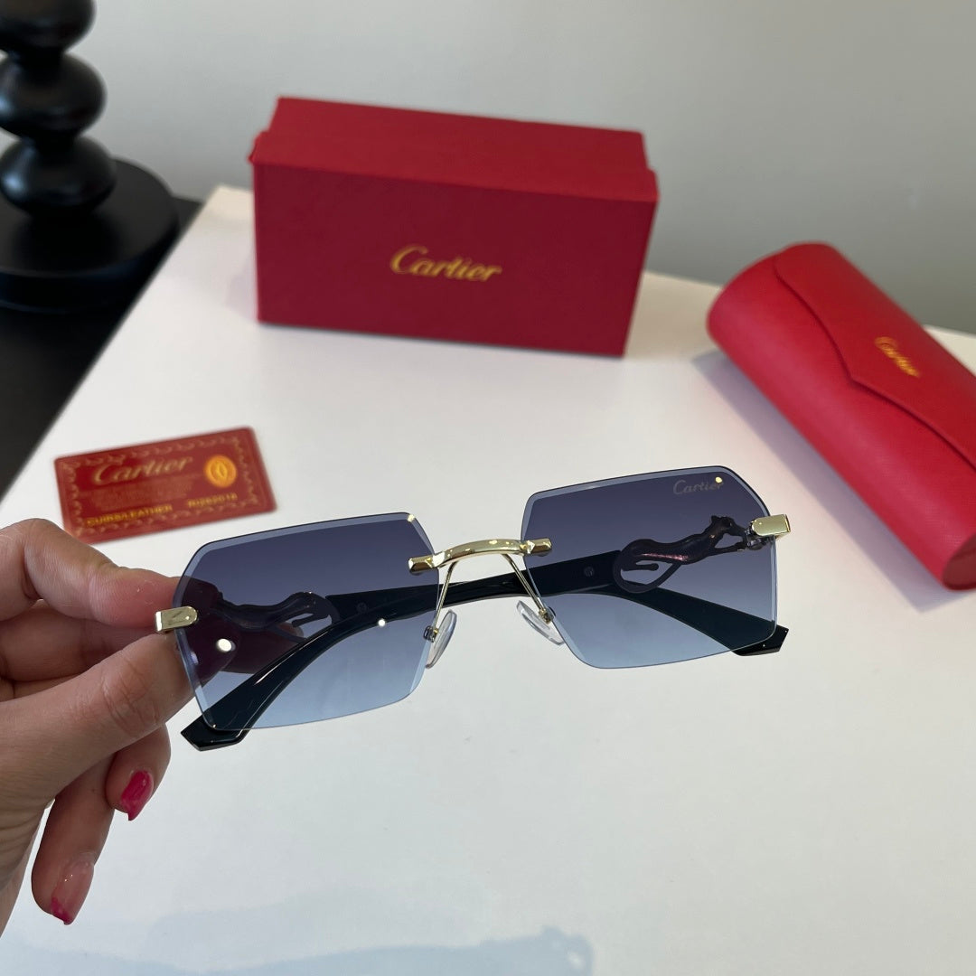 Cartier Lightweight Metal Rimless Blue Lens Sunglasses for Men & Wome - 493690 - detail image 6