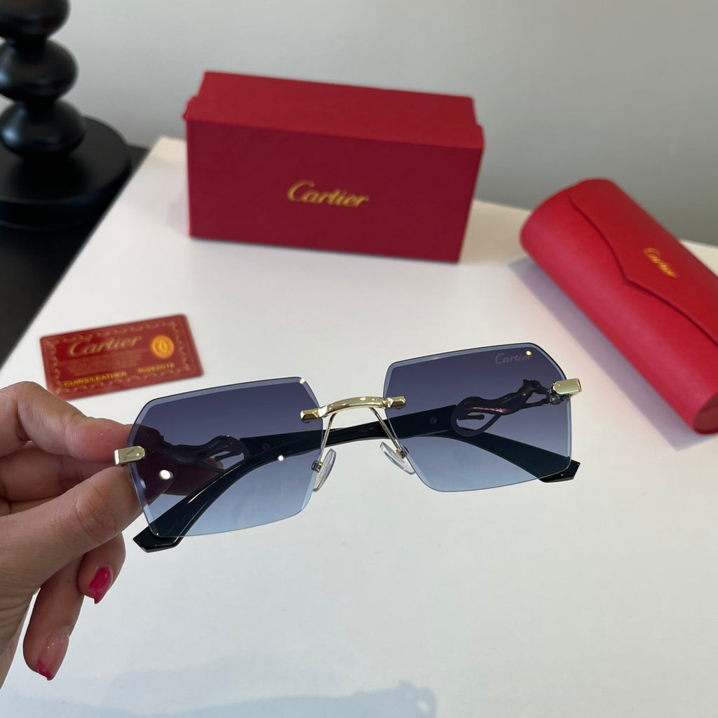 Cartier Lightweight Metal Rimless Blue Lens Sunglasses for Men & Wome - 432262 - detail image 6
