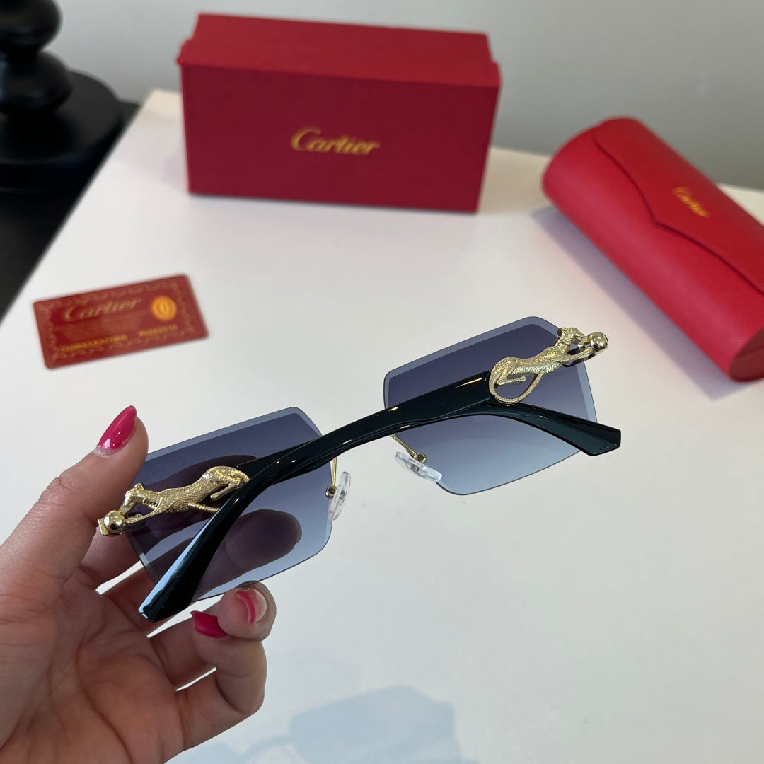 Cartier Lightweight Metal Rimless Blue Lens Sunglasses for Men & Wome - 432262 - detail image 9