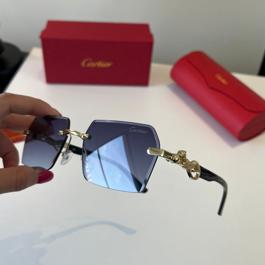 Cartier Lightweight Metal Rimless Blue Lens Sunglasses for Men & Wome - 432262 - detail image 4