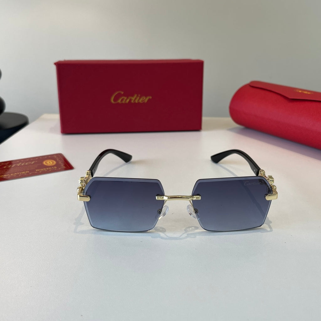 Cartier Lightweight Metal Rimless Blue Lens Sunglasses for Men & Wome - 432262 - detail image 2
