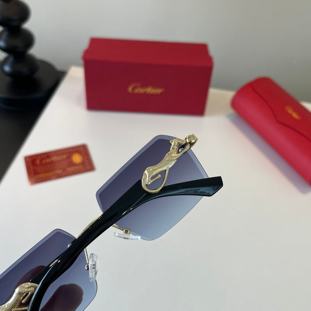 Cartier Lightweight Metal Rimless Blue Lens Sunglasses for Men & Wome - 493690 - detail image 8