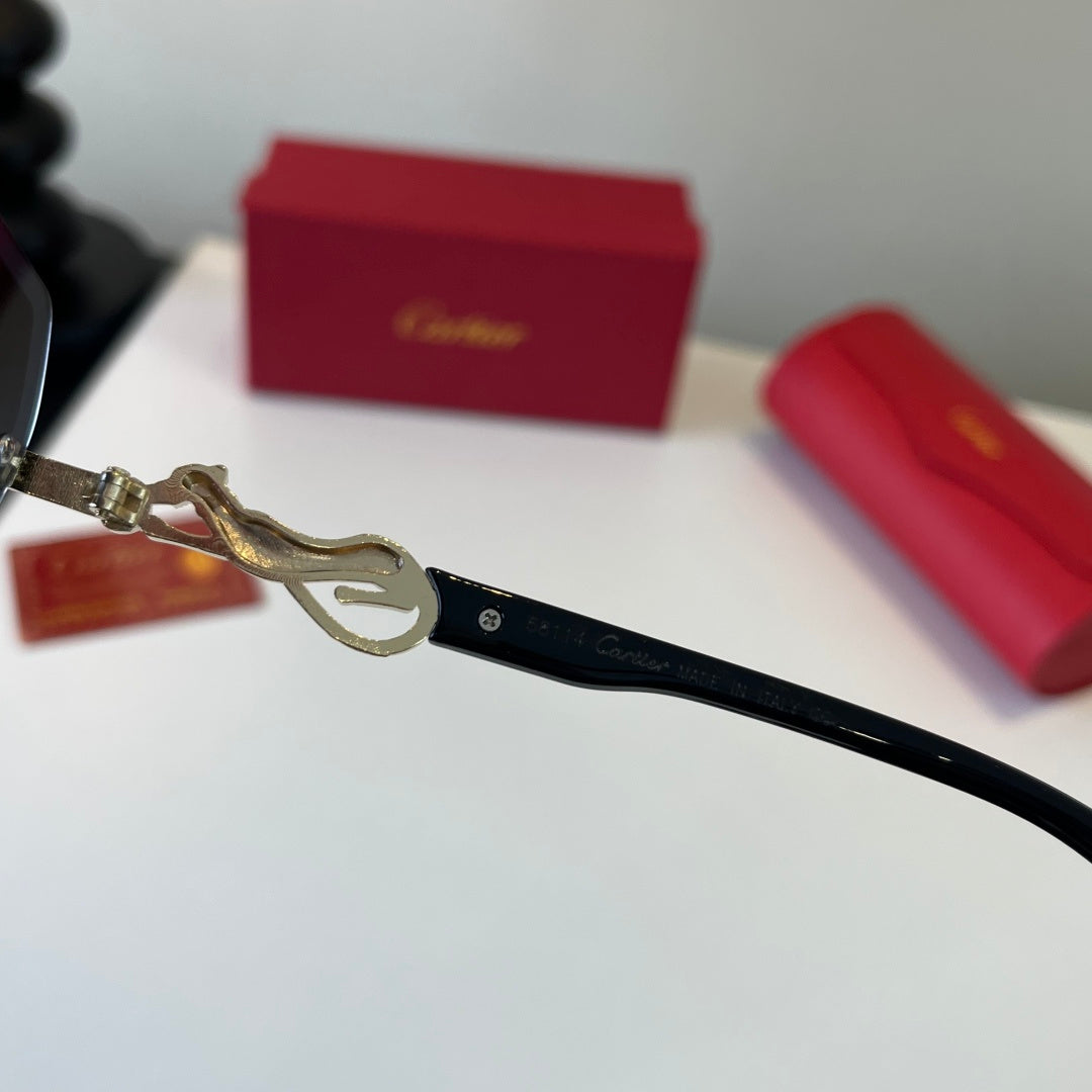 Cartier Lightweight Metal Rimless Blue Lens Sunglasses for Men & Wome - 432262 - detail image 10