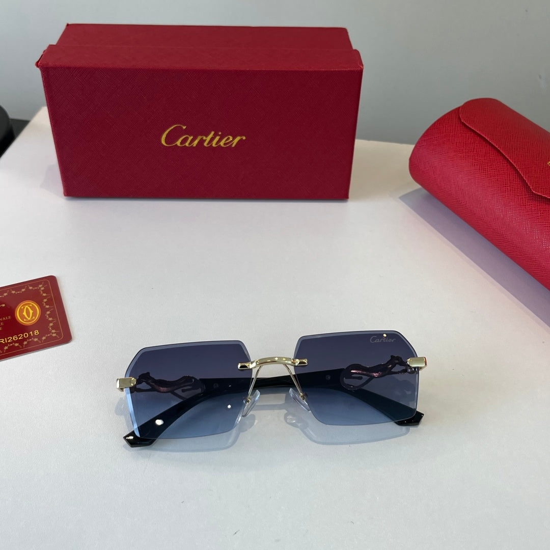 Cartier Lightweight Metal Rimless Blue Lens Sunglasses for Men & Wome - 432262 - detail image 5