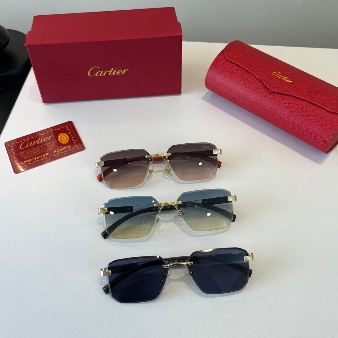 Cartier Lightweight Metal Rimless Silver Lens Sunglasses for Men & Wo - 493693 - detail image 11