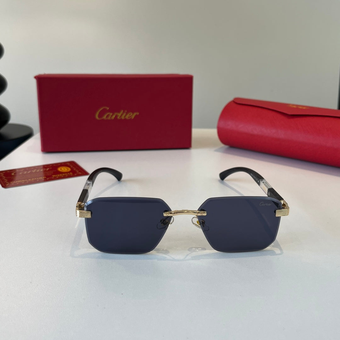 Cartier Lightweight Metal Rimless Blue Lens Sunglasses for Men & Wome - 493691 - detail image 2