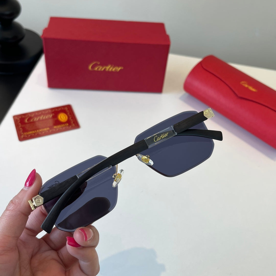 Cartier Lightweight Metal Rimless Blue Lens Sunglasses for Men & Wome - 432263 - detail image 8