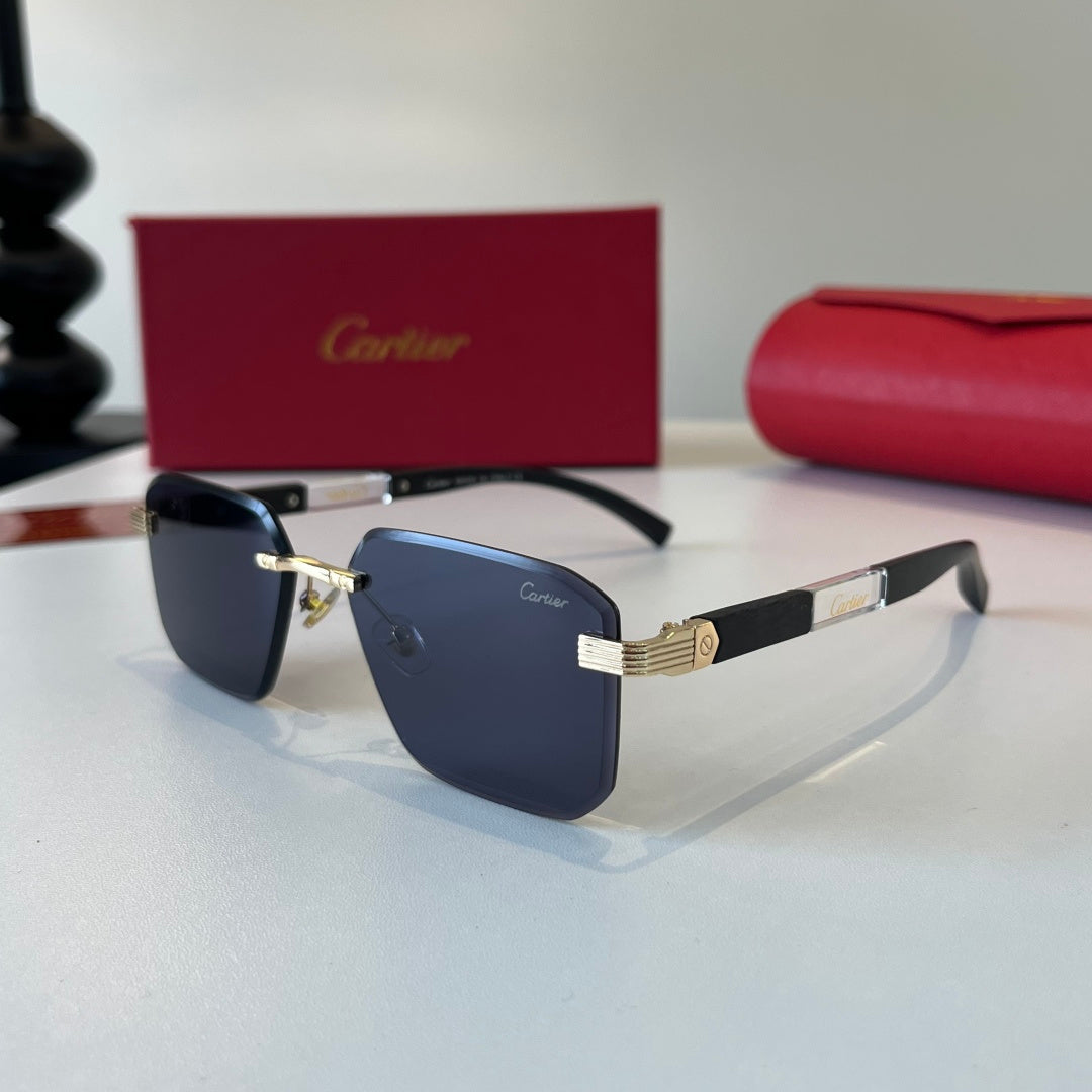 Cartier Lightweight Metal Rimless Blue Lens Sunglasses for Men & Wome - 432263 - detail image 3