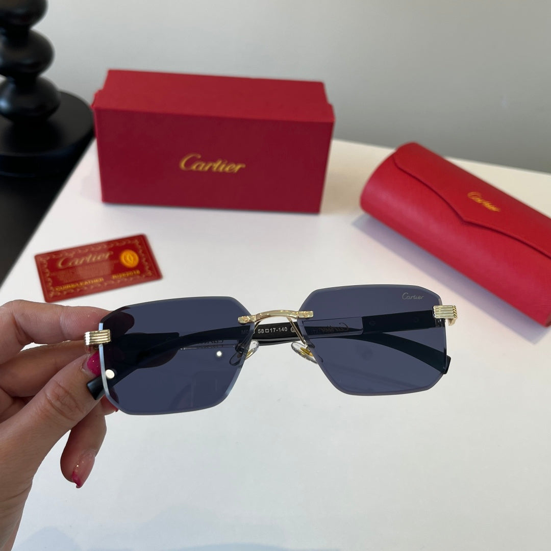 Cartier Lightweight Metal Rimless Blue Lens Sunglasses for Men & Wome - 432263 - detail image 5