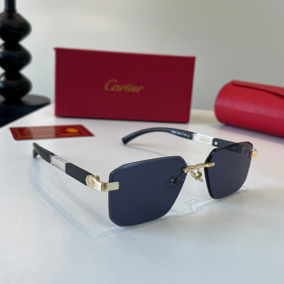 Cartier Lightweight Metal Rimless Blue Lens Sunglasses for Men & Wome - 432263