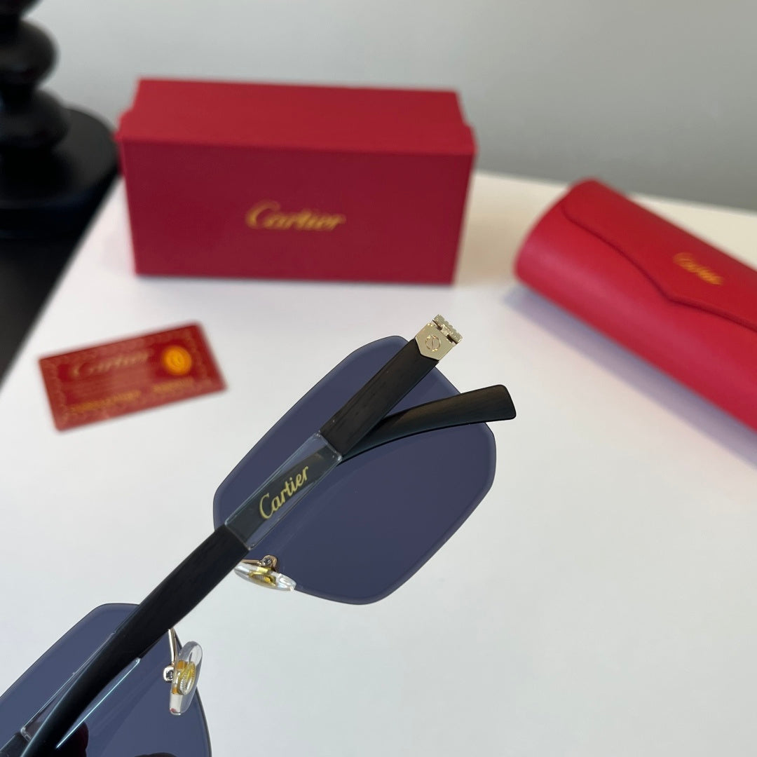 Cartier Lightweight Metal Rimless Blue Lens Sunglasses for Men & Wome - 432263 - detail image 7