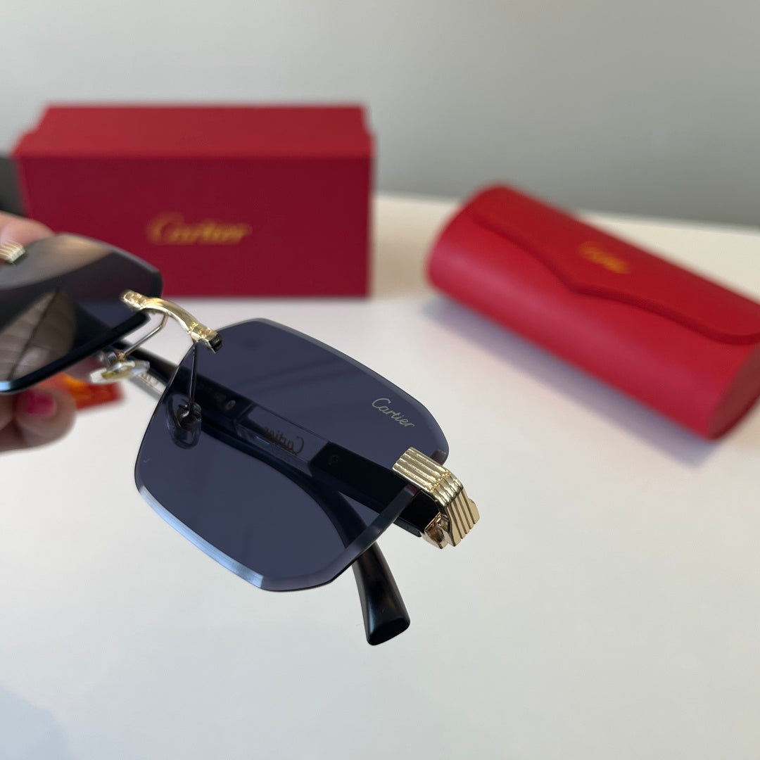 Cartier Lightweight Metal Rimless Blue Lens Sunglasses for Men & Wome - 493691 - detail image 6