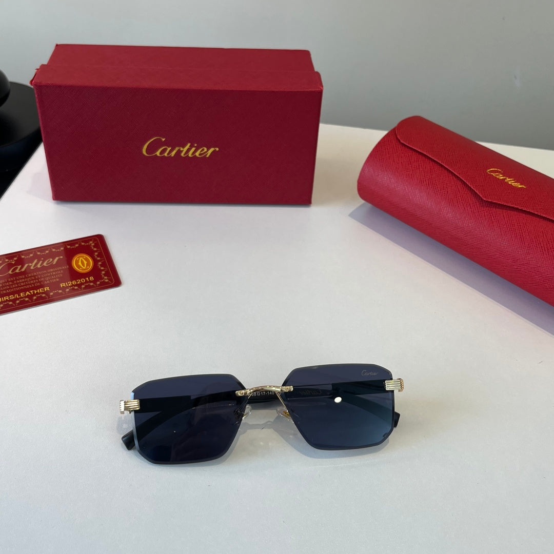 Cartier Lightweight Metal Rimless Blue Lens Sunglasses for Men & Wome - 432263 - detail image 4
