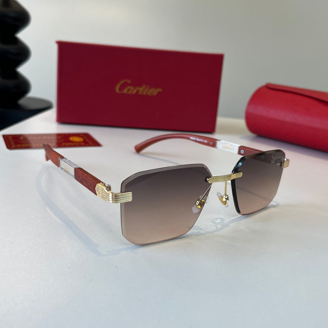 Cartier Lightweight Metal Rimless Silver Lens Sunglasses for Men & Wo - 432265
