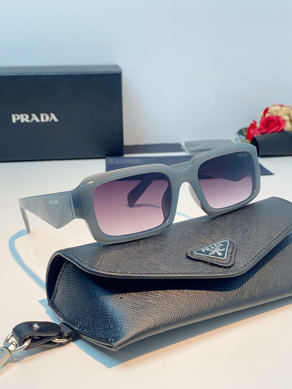 Prada Square Purple Lens Sunglasses for Men & Women - detail image 11