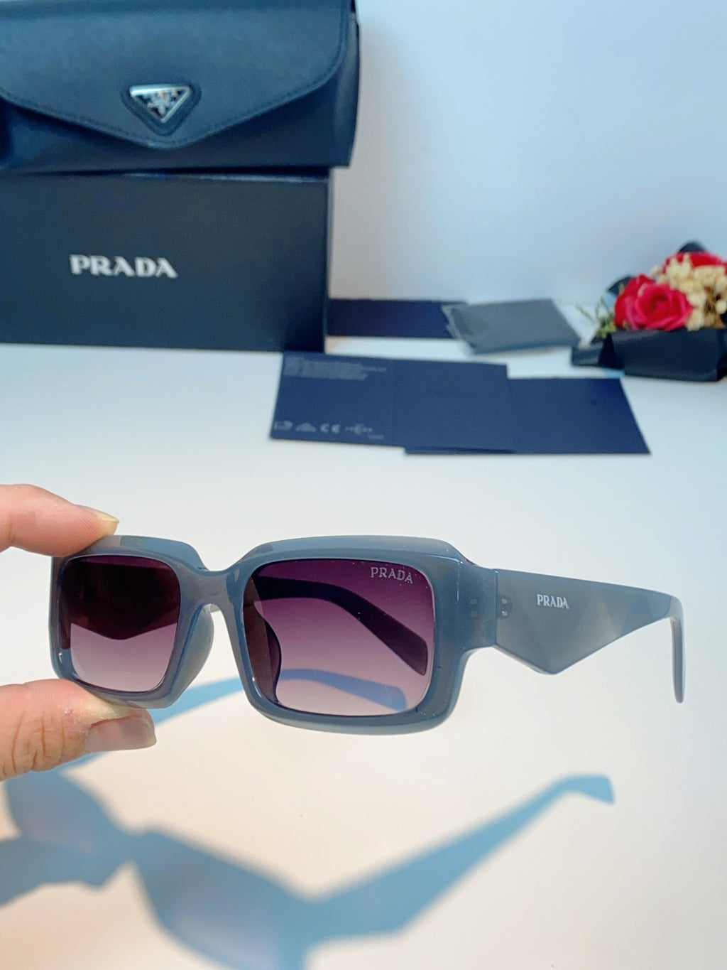 Prada Square Purple Lens Sunglasses for Men & Women - detail image 6