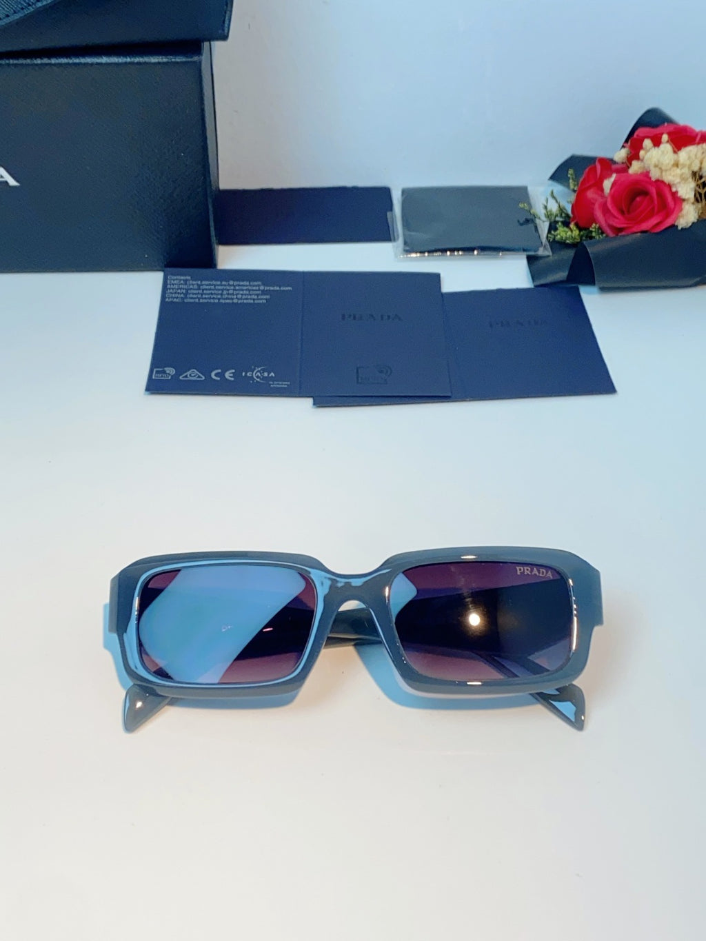 Prada Square Purple Lens Sunglasses for Men & Women - detail image 10