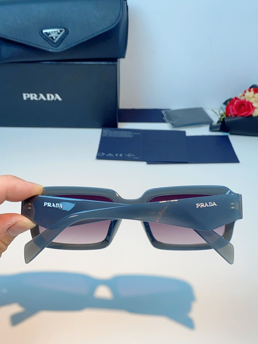 Prada Square Purple Lens Sunglasses for Men & Women - detail image 5