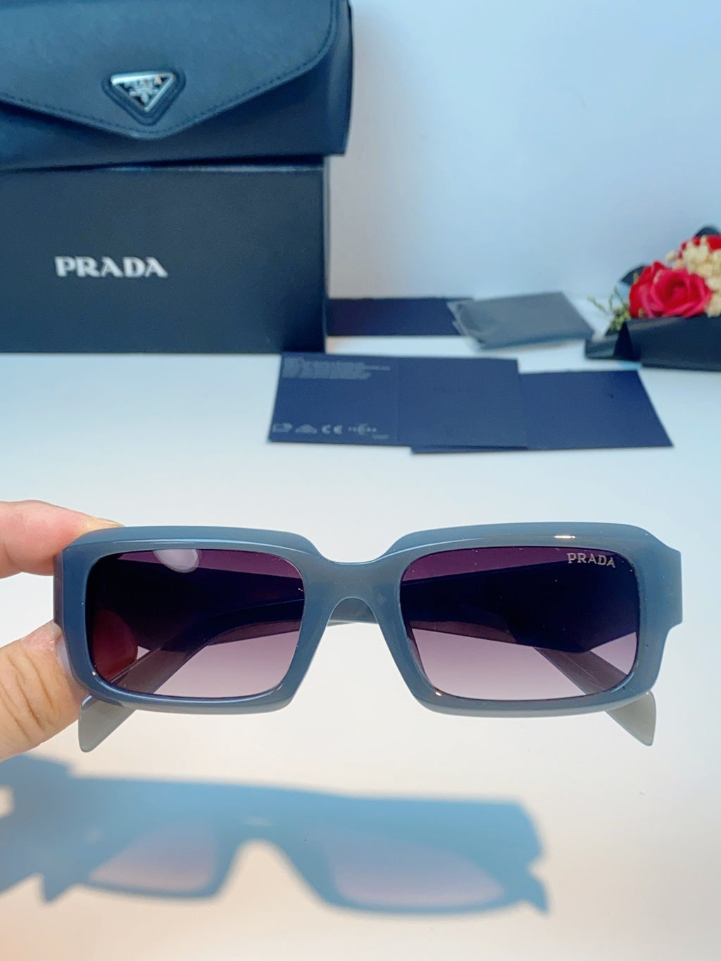 Prada Square Purple Lens Sunglasses for Men & Women - detail image 4