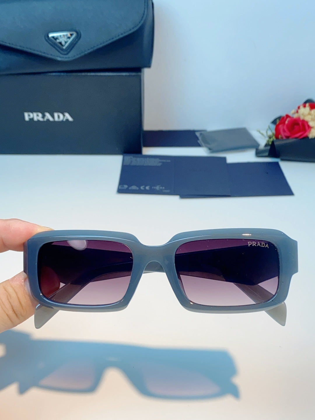 Prada Square Purple Lens Sunglasses for Men & Women - detail image 4