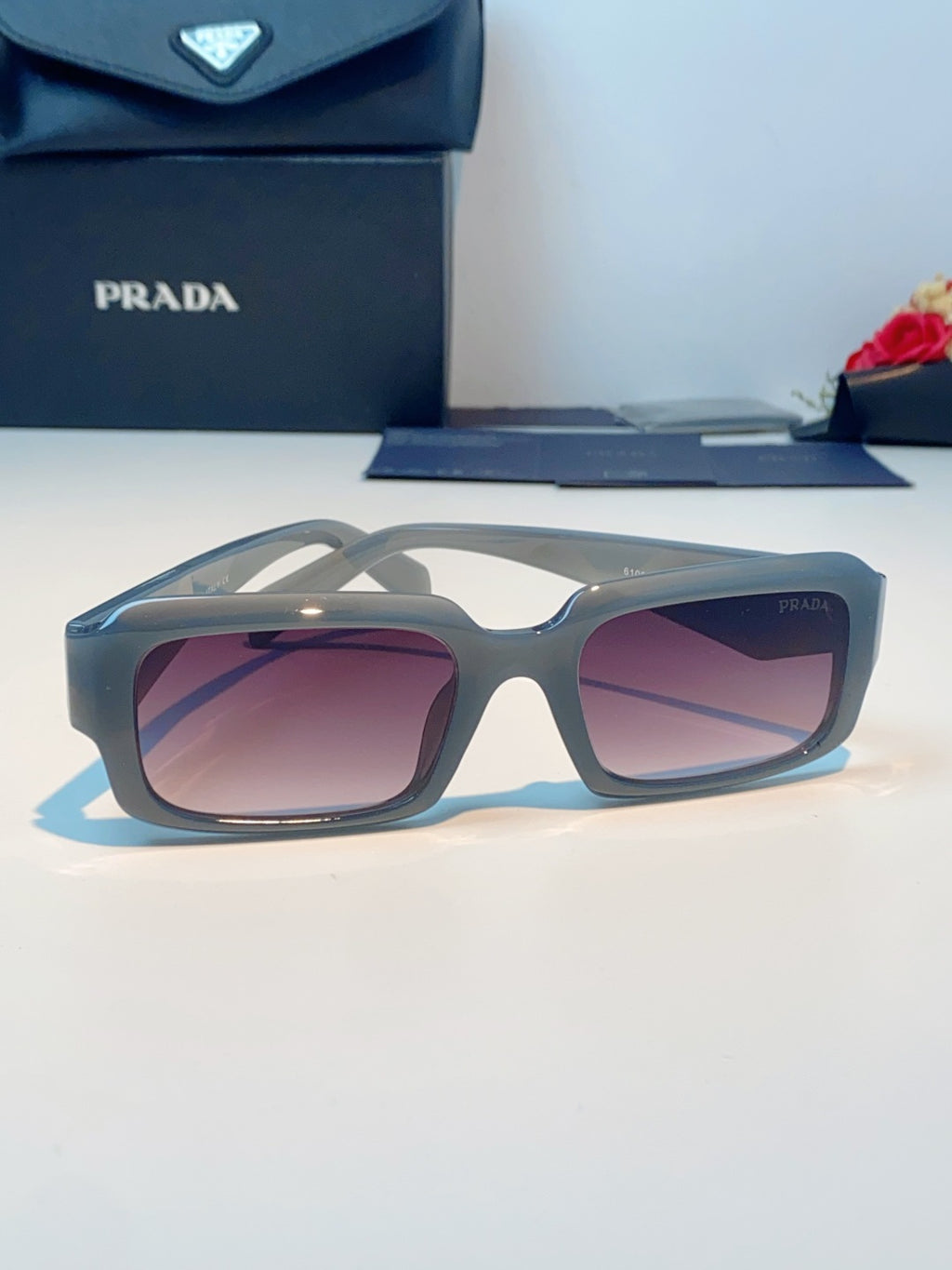 Prada Square Purple Lens Sunglasses for Men & Women - detail image 2