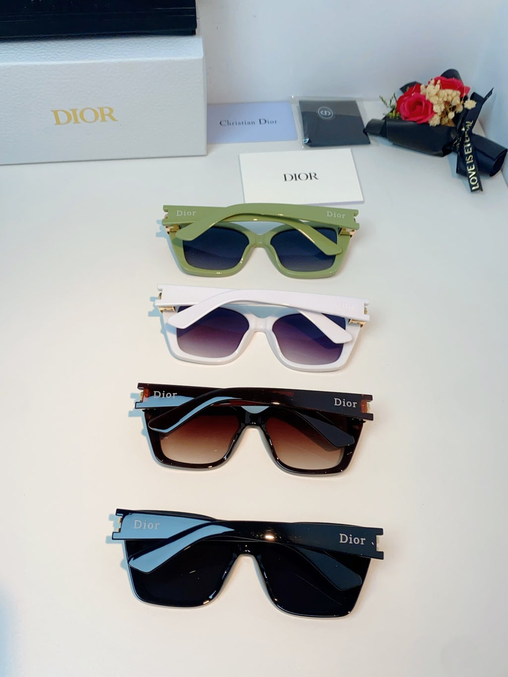 Dior Metal Square Red Lens Sunglasses for Men & Women - detail image 11