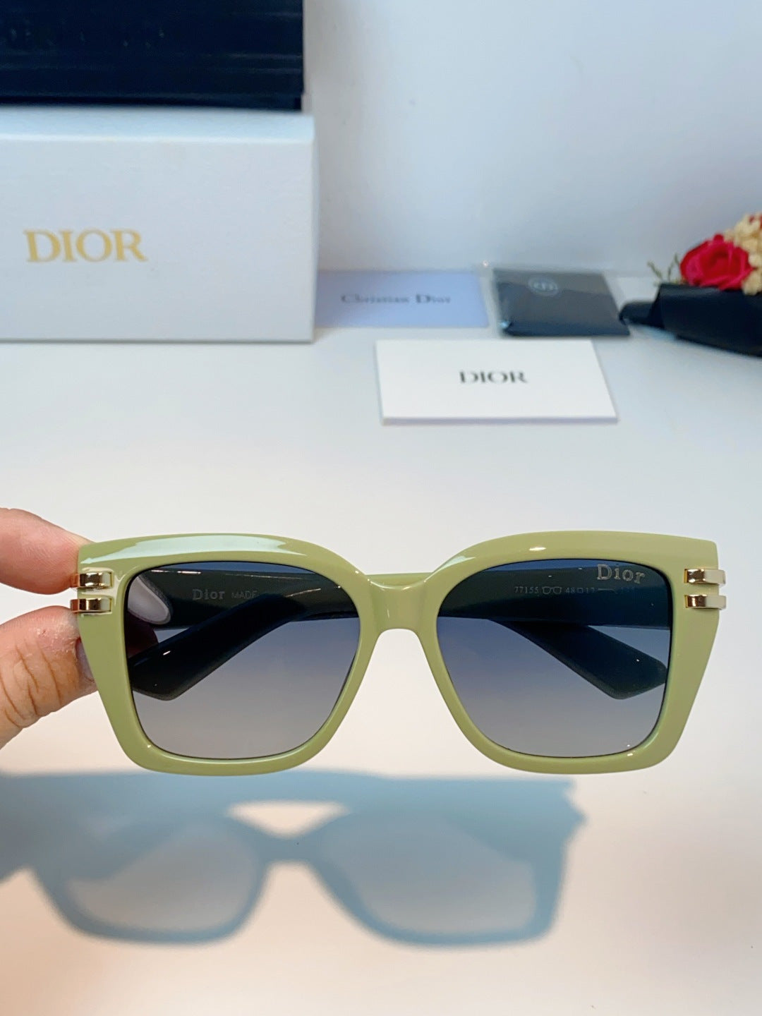 Dior Metal Square Brown Lens Sunglasses for Men & Women - detail image 4