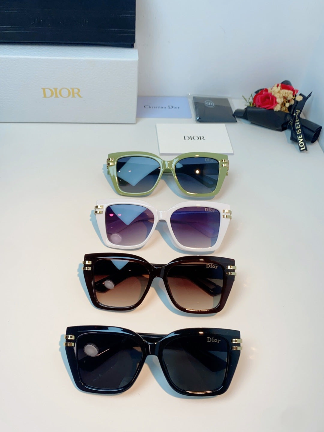 Dior Metal Square Red Lens Sunglasses for Men & Women - detail image 12