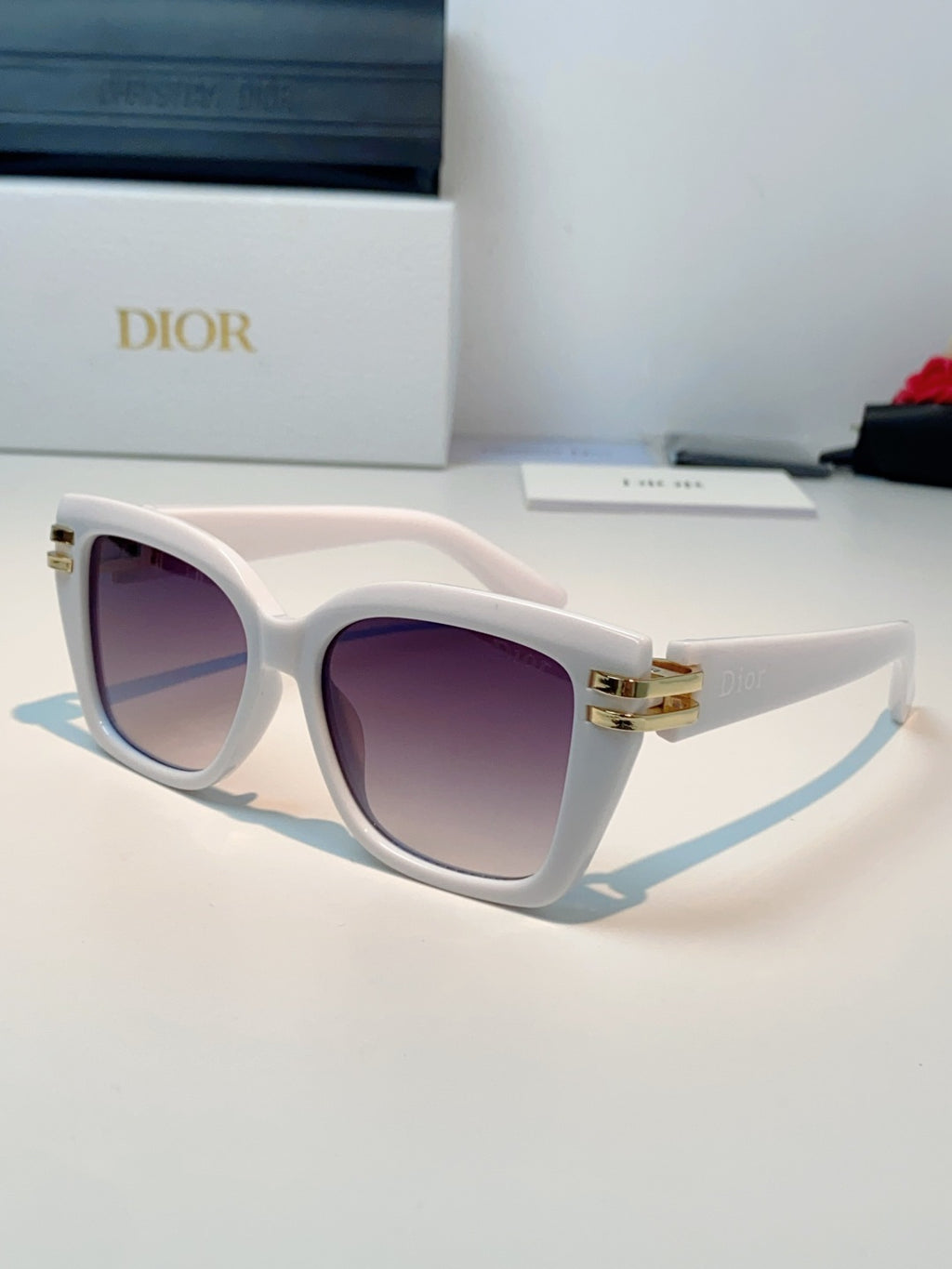 Dior Metal Square Purple Lens Sunglasses for Men & Women