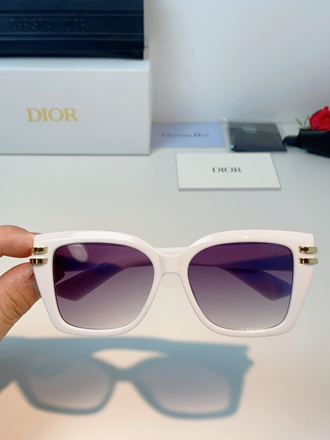 Dior Metal Square Purple Lens Sunglasses for Men & Women - detail image 4