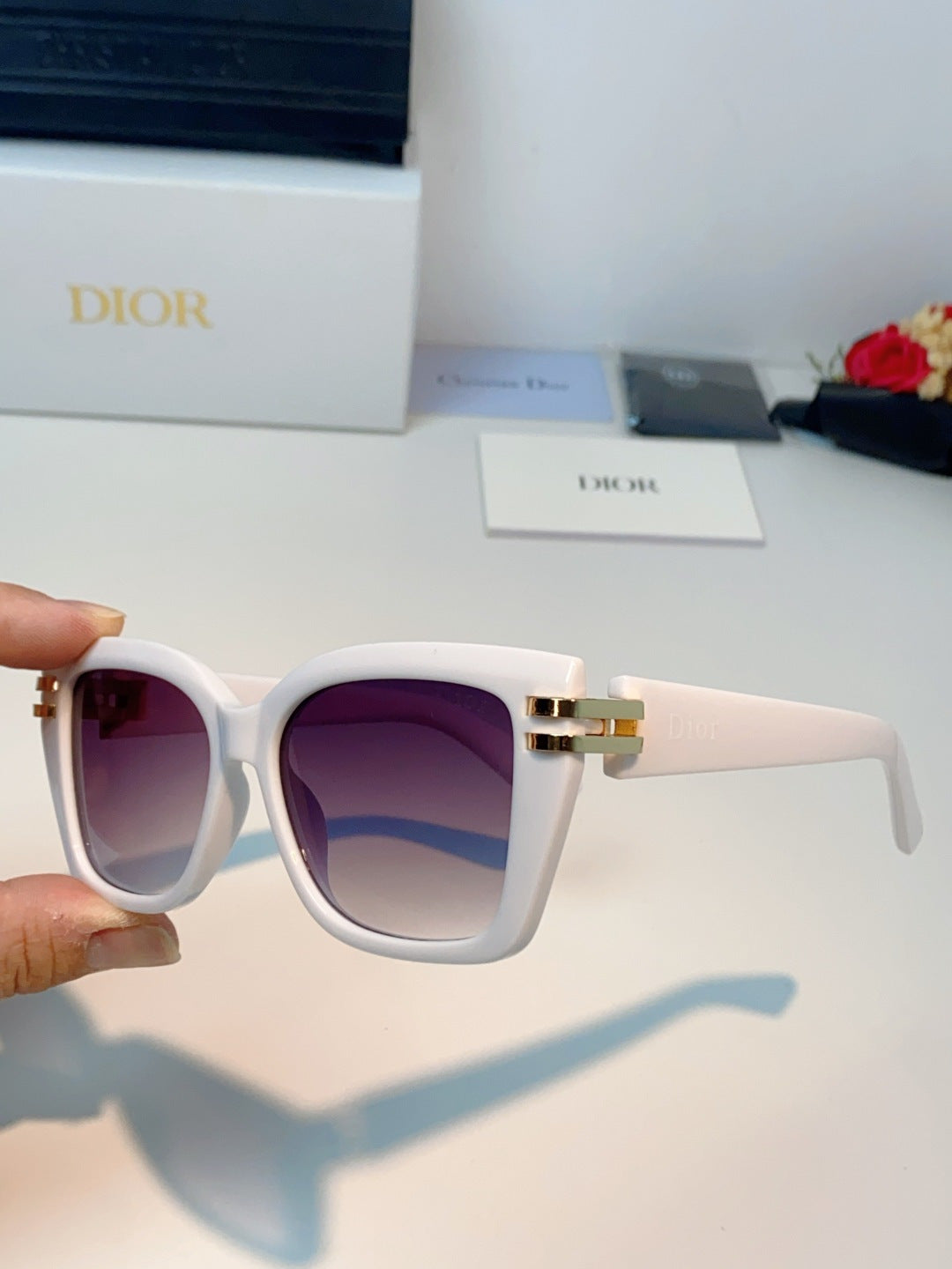 Dior Metal Square Purple Lens Sunglasses for Men & Women - detail image 6