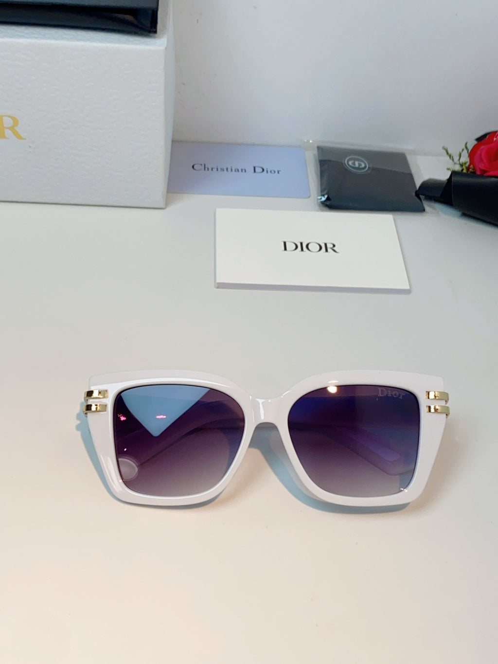 Dior Metal Square Purple Lens Sunglasses for Men & Women - detail image 9