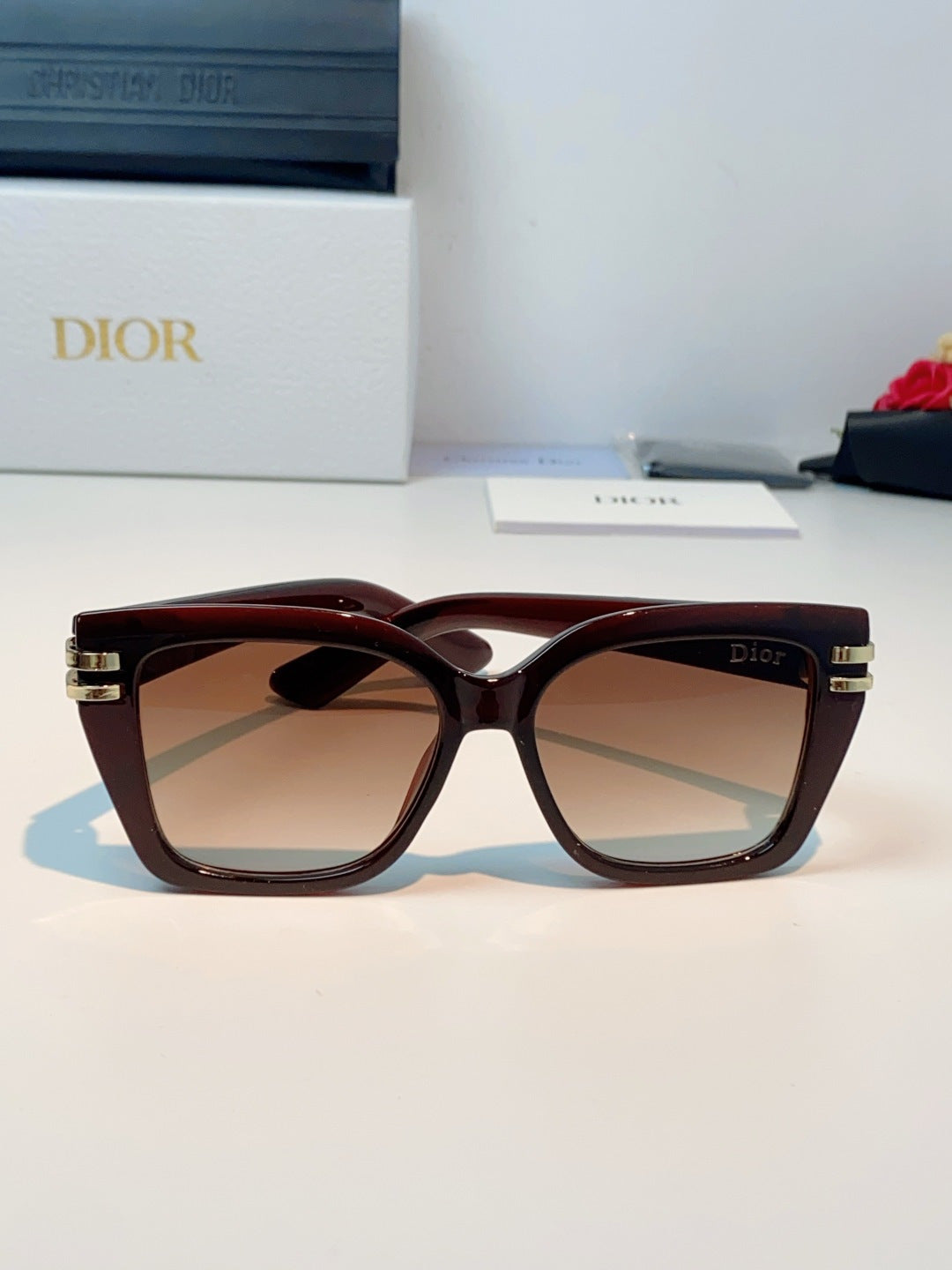 Dior Metal Square Red Lens Sunglasses for Men & Women - detail image 2