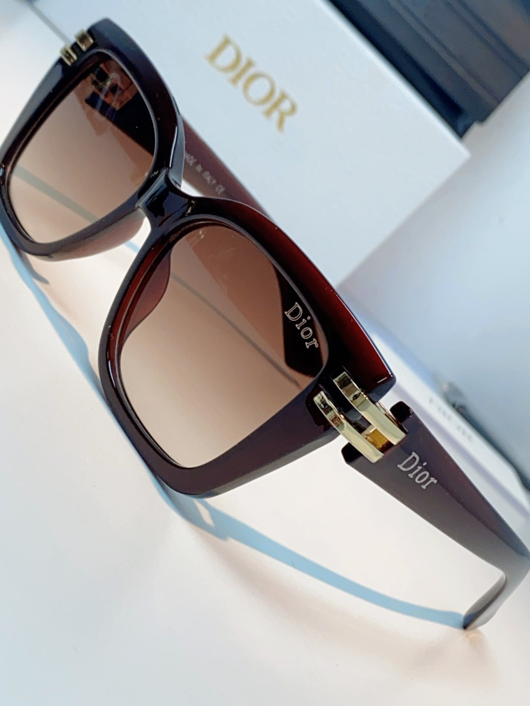 Dior Metal Square Red Lens Sunglasses for Men & Women - detail image 7