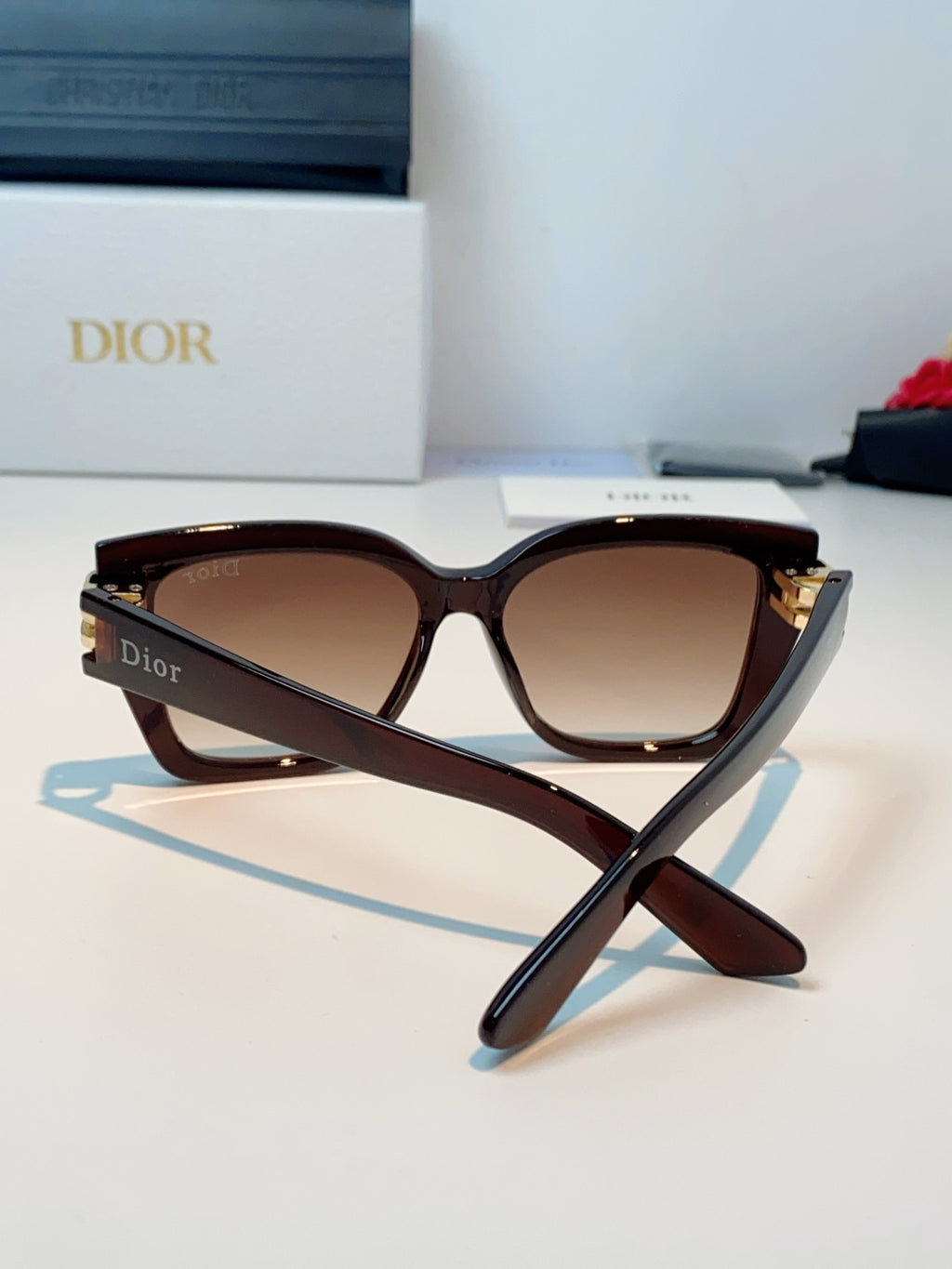 Dior Metal Square Red Lens Sunglasses for Men & Women - detail image 3