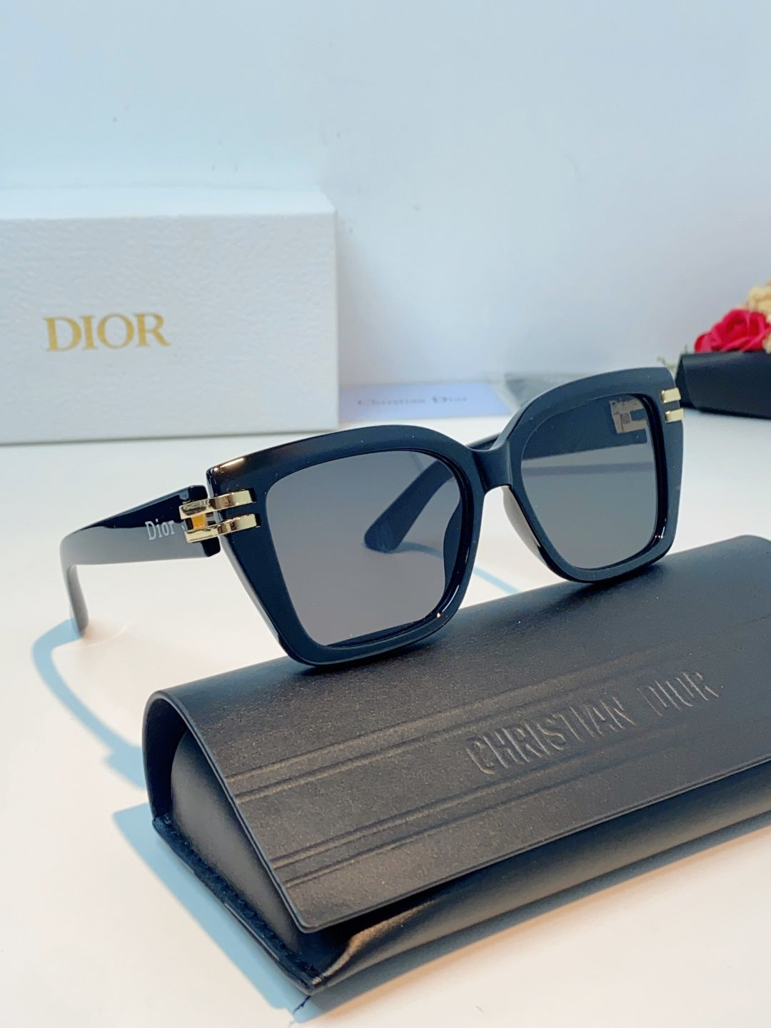 Dior Metal Square Black Lens Sunglasses for Men & Women - detail image 10