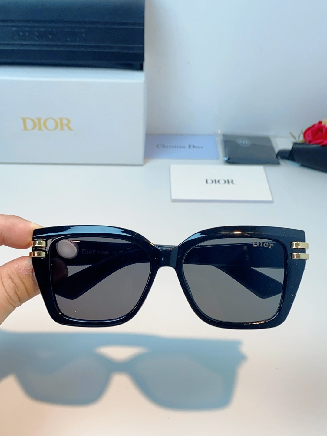 Dior Metal Square Black Lens Sunglasses for Men & Women - detail image 4