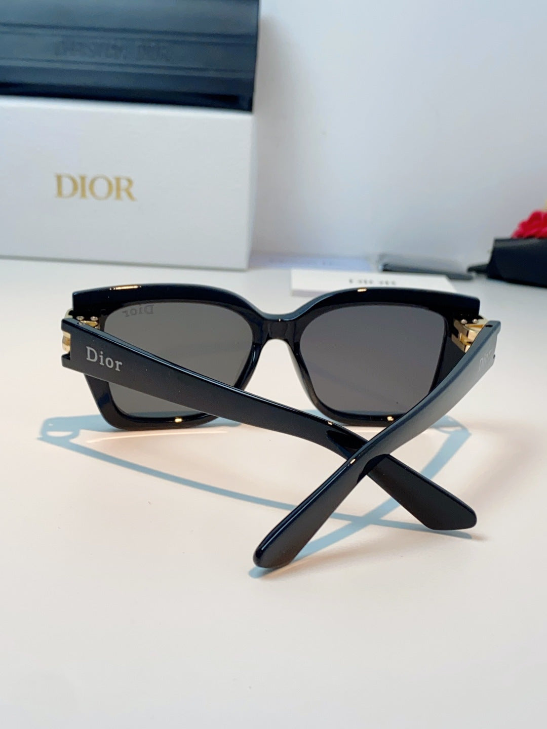Dior Metal Square Black Lens Sunglasses for Men & Women - detail image 3