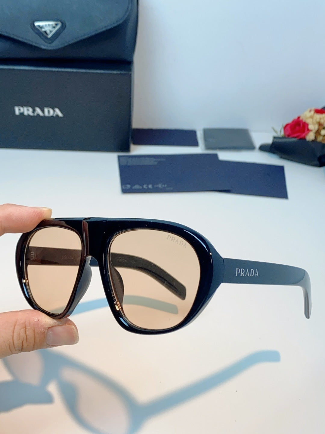 Prada Aviator Gold Lens Sunglasses for Men & Women - detail image 6