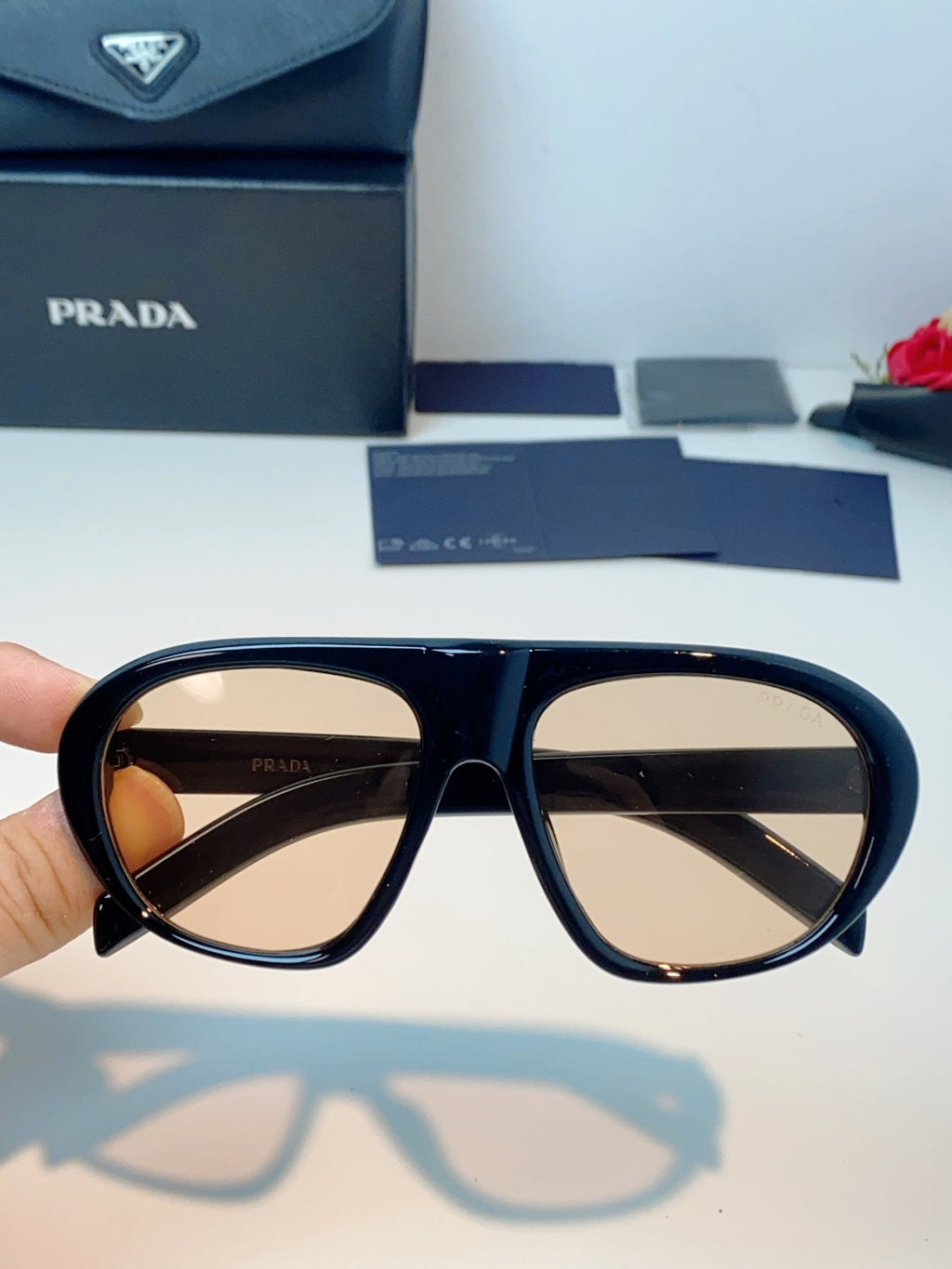 Prada Aviator Gold Lens Sunglasses for Men & Women - detail image 4
