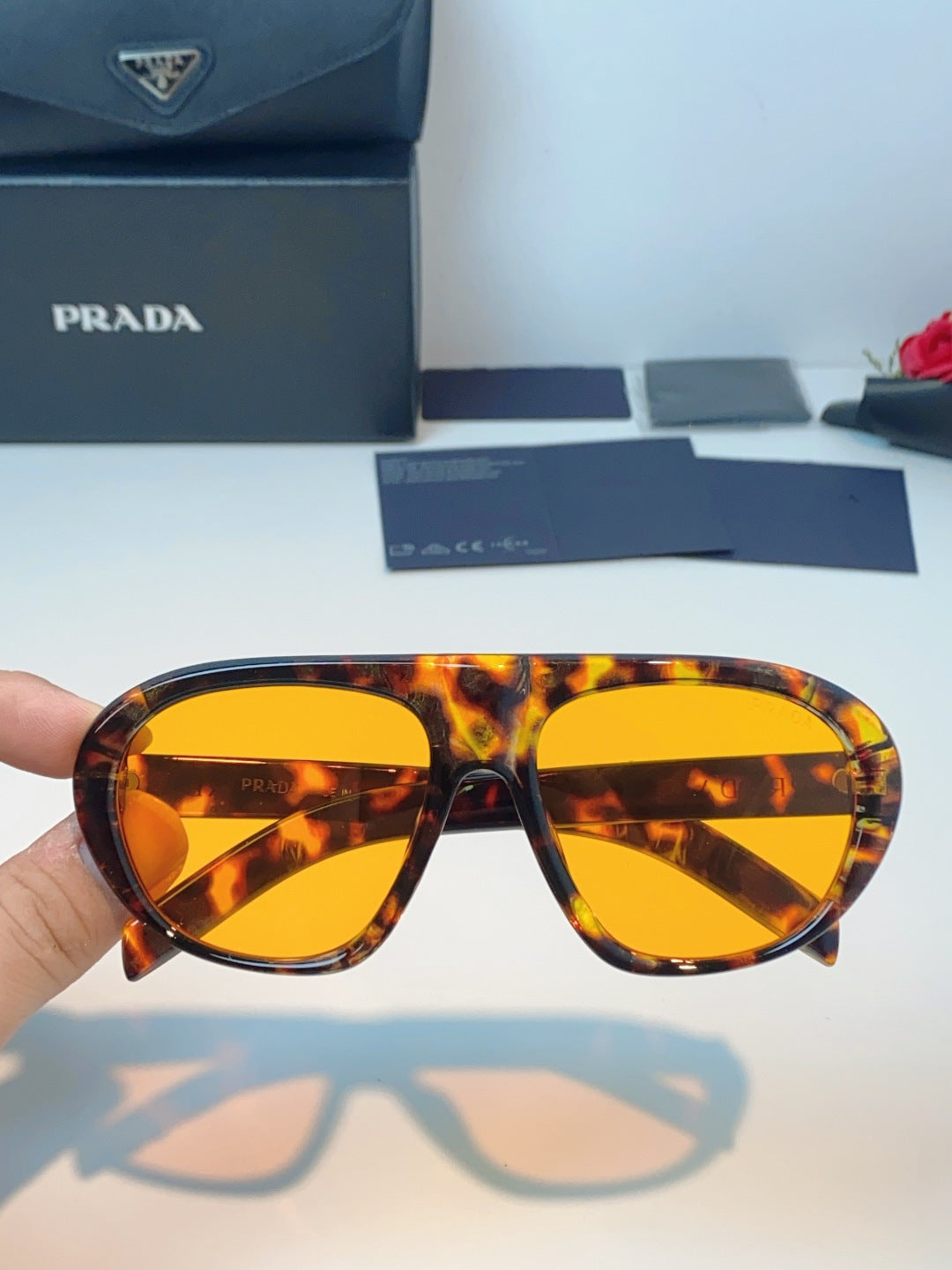 Prada Aviator Brown Lens Sunglasses for Men & Women - detail image 4